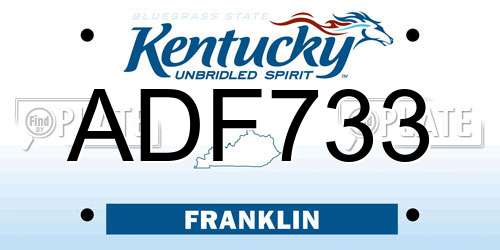 ADF733 Kentucky License Plate