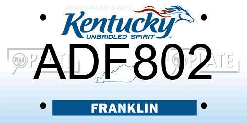ADF802 Kentucky License Plate