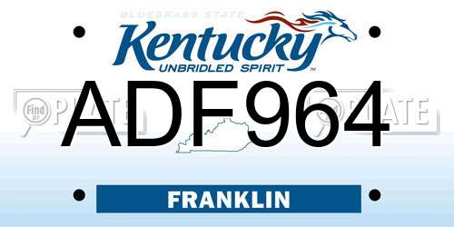 ADF964 Kentucky License Plate