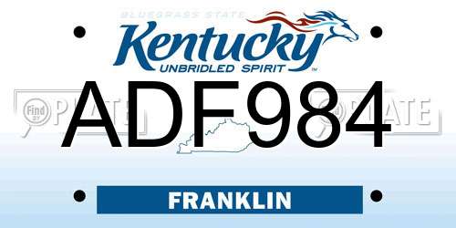 ADF984 Kentucky License Plate