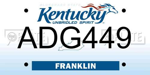 ADG449 Kentucky License Plate
