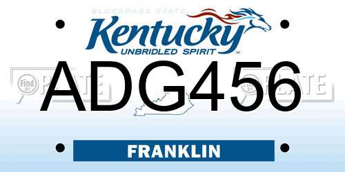 ADG456 Kentucky License Plate