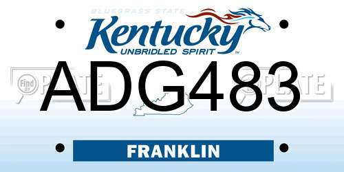 ADG483 Kentucky License Plate