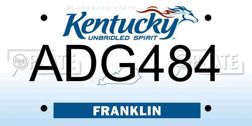 ADG484 Kentucky License Plate
