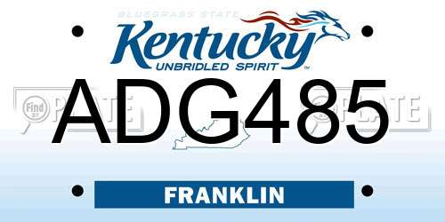 ADG485 Kentucky License Plate