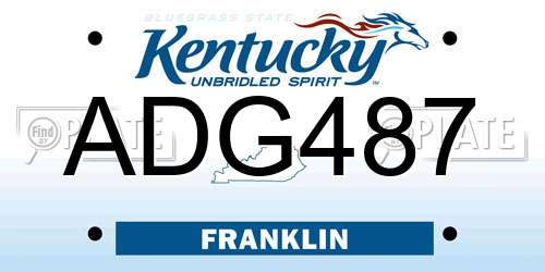ADG487 Kentucky License Plate