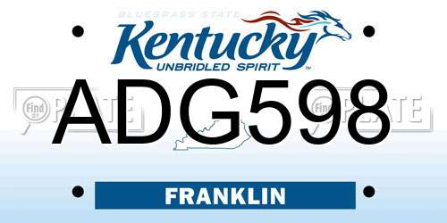 ADG598 Kentucky License Plate