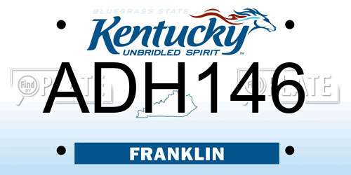 ADH146 Kentucky License Plate