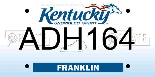 ADH164 Kentucky License Plate