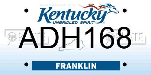 ADH168 Kentucky License Plate