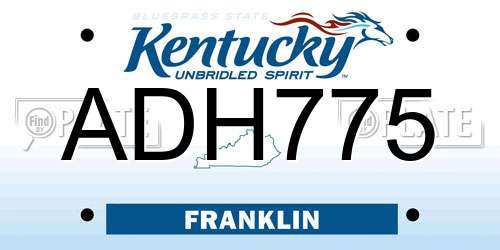 ADH775 Kentucky License Plate