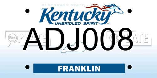 ADJ008 Kentucky License Plate