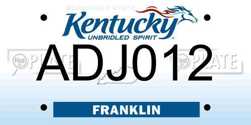 ADJ012 Kentucky License Plate