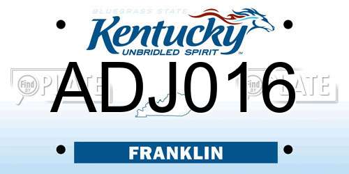 ADJ016 Kentucky License Plate