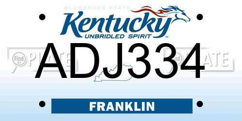 ADJ334 Kentucky License Plate