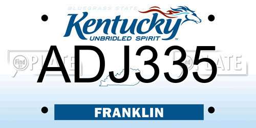 ADJ335 Kentucky License Plate