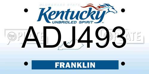 ADJ493 Kentucky License Plate