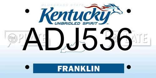 ADJ536 Kentucky License Plate