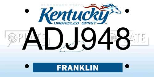 ADJ948 Kentucky License Plate