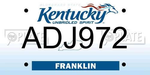 ADJ972 Kentucky License Plate
