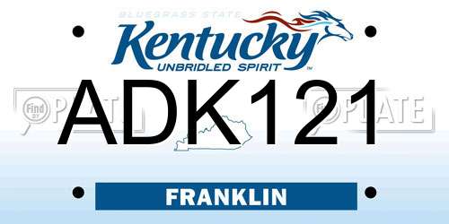 ADK121 Kentucky License Plate