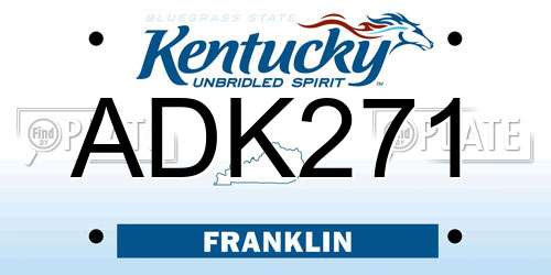 ADK271 Kentucky License Plate