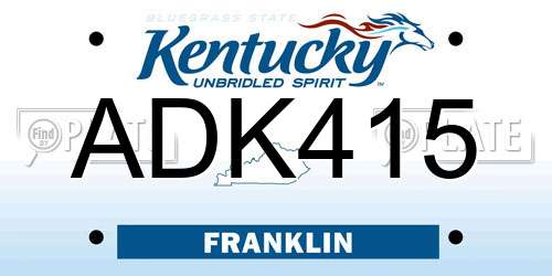 ADK415 Kentucky License Plate