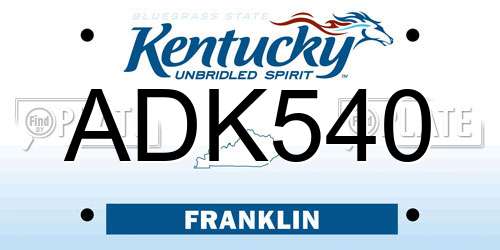 ADK540 Kentucky License Plate
