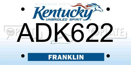 ADK622 Kentucky License Plate