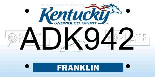 ADK942 Kentucky License Plate