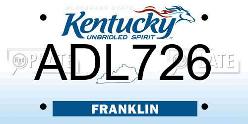 ADL726 Kentucky License Plate