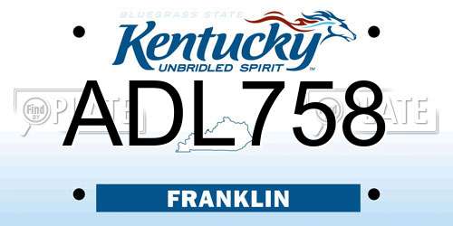 ADL758 Kentucky License Plate