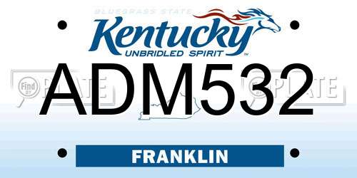 ADM532 Kentucky License Plate