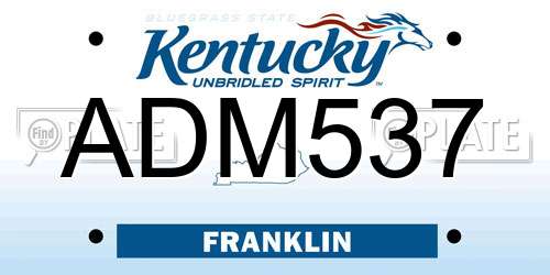 ADM537 Kentucky License Plate