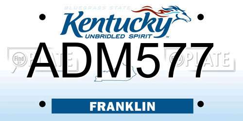 ADM577 Kentucky License Plate