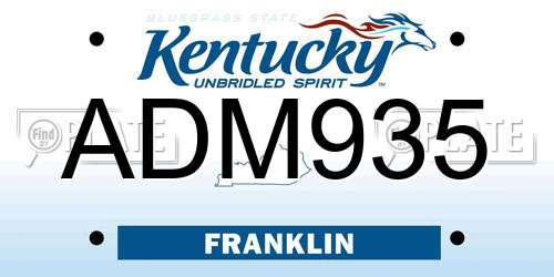 ADM935 Kentucky License Plate