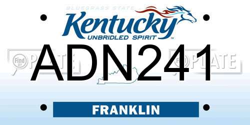 ADN241 Kentucky License Plate