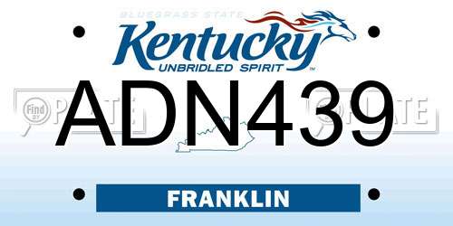 ADN439 Kentucky License Plate