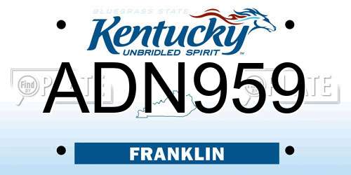 ADN959 Kentucky License Plate