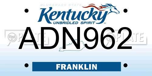 ADN962 Kentucky License Plate