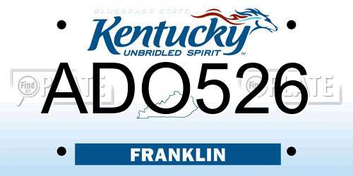 ADO526 Kentucky License Plate