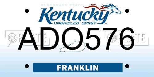 ADO576 Kentucky License Plate