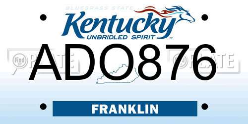 ADO876 Kentucky License Plate