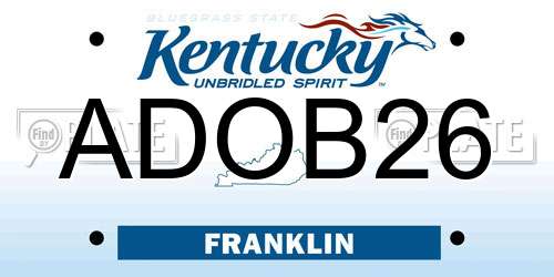 ADOB26 Kentucky License Plate