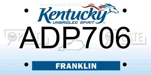 ADP706 Kentucky License Plate