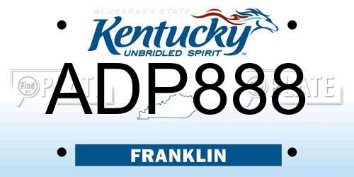 ADP888 Kentucky License Plate