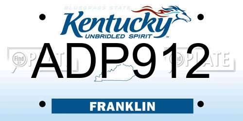 ADP912 Kentucky License Plate