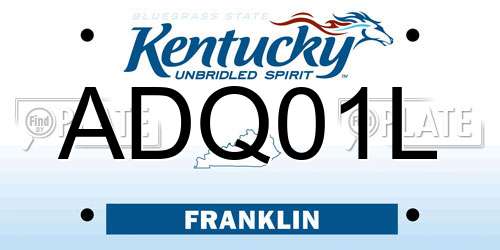 ADQ01L Kentucky License Plate