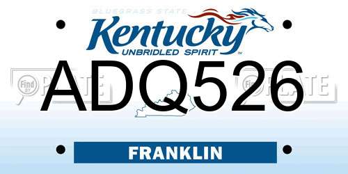 ADQ526 Kentucky License Plate