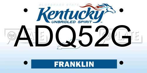 ADQ52G Kentucky License Plate